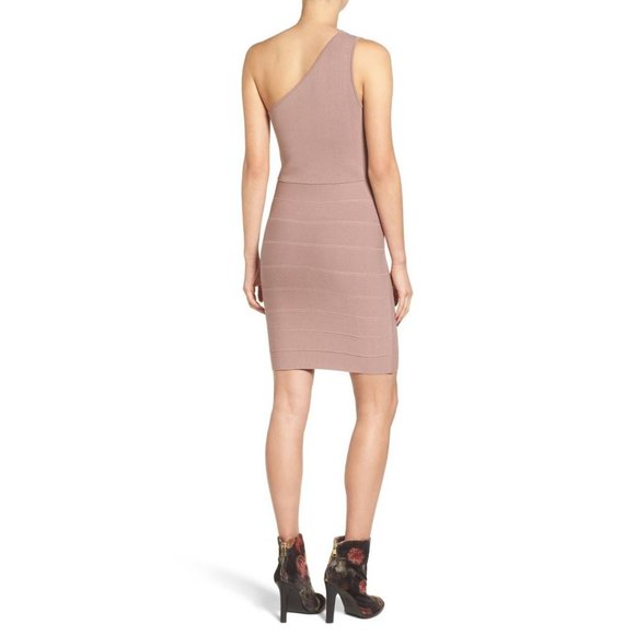 🆕LEITH Bandage Body Con One Shoulder Stretch Dress Tan Taupe Large (12) - Picture 2 of 5
